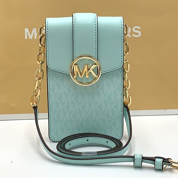NWT MICHAEL KORS CARMEN SMALL NORTH SOUTH XBODY BAG FAIR AQUA COLOR - Picture 2 of 16